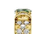 Yellow gold Fancy Green Oval  Halo Pave Diamond Engagement Ring with Milgrain Detailing_54