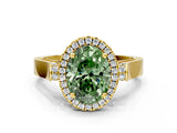 Yellow gold Fancy Green Oval  Halo Pave Split Shank Prong Setting Ring_81