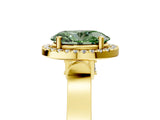 Yellow gold Fancy Green Oval  Halo Pave Split Shank Prong Setting Ring_86
