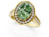Yellow gold Fancy Green Oval  Halo Solitaire Diamond Ring with Pave Band and Bezel Setting_50