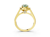 Yellow gold Fancy Green Oval  Halo Solitaire Diamond Ring with Pave Band and Bezel Setting_52