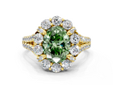 Yellow gold Fancy Green Oval  Halo Split Shank Diamond Engagement Ring with Pave Band and Four-Prong Setting_54