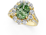 Yellow gold Fancy Green Oval  Halo Split Shank Diamond Engagement Ring with Pave Band and Four-Prong Setting_55