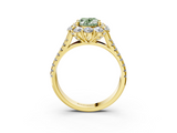 Yellow gold Fancy Green Oval  Halo Split Shank Diamond Engagement Ring with Pave Band and Four-Prong Setting_57