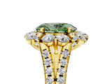 Yellow gold Fancy Green Oval  Halo Split Shank Diamond Engagement Ring with Pave Band and Four-Prong Setting_59