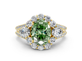 Yellow gold Fancy Green Oval  Halo Split Shank Diamond Engagement Ring with Prong Setting_20