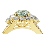 Yellow gold Fancy Green Oval  Halo Split Shank Diamond Engagement Ring with Prong Setting_24