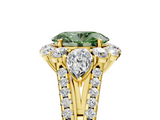 Yellow gold Fancy Green Oval  Halo Split Shank Diamond Engagement Ring with Prong Setting_25