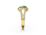 Yellow gold Fancy Green Oval  Halo Split Shank Diamond Ring with Four-Prong Setting_34