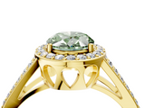 Yellow gold Fancy Green Oval  Halo Split Shank Diamond Ring with Four-Prong Setting_36