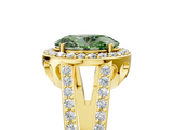 Yellow gold Fancy Green Oval  Halo Split Shank Diamond Ring with Four-Prong Setting_37