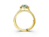 Yellow gold Fancy Green Oval  Halo Split Shank Diamond Ring with Pavé Setting_29