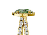 Yellow gold Fancy Green Oval  Halo Split Shank Diamond Ring with Pavé Setting_31