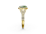 Yellow gold Fancy Green Oval  Halo Split Shank Diamond Ring with Prong Setting_22
