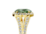 Yellow gold Fancy Green Oval  Halo Split Shank Diamond Ring with Prong Setting_25