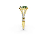 Yellow gold Fancy Green Oval  Halo Split Shank Pave Diamond Ring with Four-Prong Setting_51