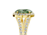 Yellow gold Fancy Green Oval  Halo Split Shank Pave Diamond Ring with Four-Prong Setting_54