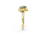 Yellow gold Fancy Green Oval  Halo Split Shank Pave Diamond Ring with Petal Prong Setting_23