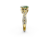 Yellow gold Fancy Green Oval  Halo Twist Band Solitaire Prong Setting Ring_66