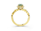 Yellow gold Fancy Green Oval  Halo Twist Band Solitaire Ring with Six-Prong Setting_35