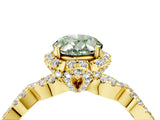 Yellow gold Fancy Green Oval  Halo Twist Band Solitaire Ring with Six-Prong Setting_36