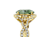 Yellow gold Fancy Green Oval  Halo Twist Band Solitaire Ring with Six-Prong Setting_37