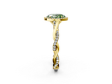 Yellow gold Fancy Green Oval  Halo Twist Band Solitaire Ring_22