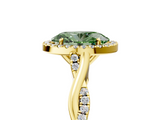 Yellow gold Fancy Green Oval  Halo Twist Band Solitaire Ring_25