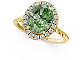 Yellow gold Fancy Green Oval  Halo Twisted Band Four-Prong Diamond Ring_20