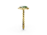 Yellow gold Fancy Green Oval  Halo Twisted Band Four-Prong Diamond Ring_21