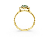 Yellow gold Fancy Green Oval  Halo Twisted Band Four-Prong Diamond Ring_22