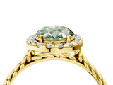 Yellow gold Fancy Green Oval  Halo Twisted Band Four-Prong Diamond Ring_23