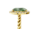 Yellow gold Fancy Green Oval  Halo Twisted Band Four-Prong Diamond Ring_24