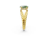 Yellow gold Fancy Green Oval  Halo Twisted Band Four-Prong Ring_53