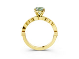 Yellow gold Fancy Green Oval  Milgrain Bezel Diamond Engagement Ring with Solitaire Prong Setting_170