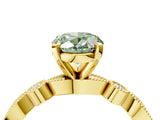 Yellow gold Fancy Green Oval  Milgrain Bezel Diamond Engagement Ring with Solitaire Prong Setting_171
