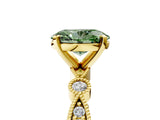 Yellow gold Fancy Green Oval  Milgrain Bezel Diamond Engagement Ring with Solitaire Prong Setting_172
