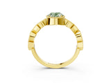 Yellow gold Fancy Green Oval  Milgrain Marquise Diamond Twist Band Ring_66