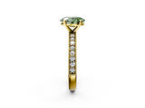 Yellow gold Fancy Green Oval  Milgrain Pave Diamond Engagement Ring with Four-Prong Setting_154