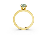 Yellow gold Fancy Green Oval  Milgrain Pave Diamond Engagement Ring with Four-Prong Setting_155