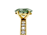 Yellow gold Fancy Green Oval  Milgrain Pave Diamond Engagement Ring with Four-Prong Setting_157