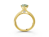 Yellow gold Fancy Green Oval  Solitaire Beaded Band Six-Prong Setting_3