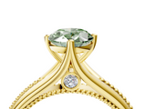 Yellow gold Fancy Green Oval  Solitaire Beaded Band Six-Prong Setting_4