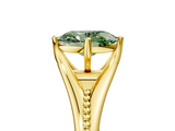 Yellow gold Fancy Green Oval  Solitaire Beaded Band Six-Prong Setting_5