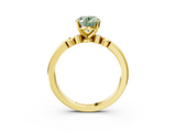 Yellow gold Fancy Green Oval  Solitaire Beaded Band with Four-Prong Setting_62