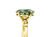 Yellow gold Fancy Green Oval  Solitaire Beaded Band with Four-Prong Setting_64