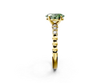 Yellow gold Fancy Green Oval  Solitaire Bezel Accent Diamond Engagement Ring with Beaded Band and Four-Prong Setting_26