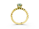 Yellow gold Fancy Green Oval  Solitaire Bezel Accent Diamond Engagement Ring with Beaded Band and Four-Prong Setting_27