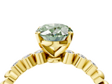 Yellow gold Fancy Green Oval  Solitaire Bezel Accent Diamond Engagement Ring with Beaded Band and Four-Prong Setting_28