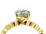 Yellow gold Fancy Green Oval  Solitaire Bezel Accent Diamond Engagement Ring with Beaded Band and Four-Prong Setting_29
